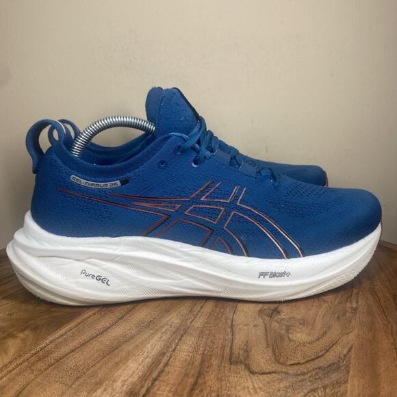 Asics Gel Nimbus 26 Rich Navy Faded Orange Mens Blue Orange Size 9 Running Shoes - Picture 1 of 12